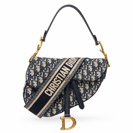 DIOR - *NEW* SADDLE BAG BLUE OBLIQUE MEDIUM SIZE WITH STRAP