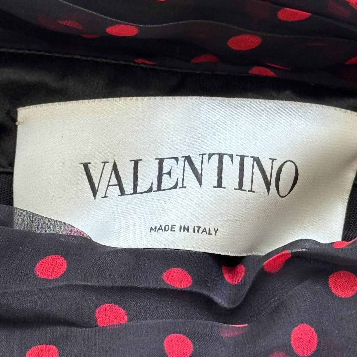 VALENTINO - DRESS MINI BLACK SILK WITH RED POLKADOTS SIZE 34 FR