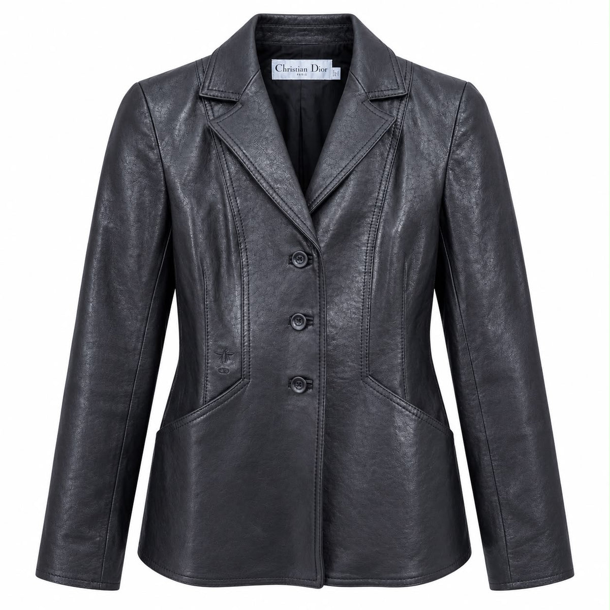 DIOR – BAR JACKET IN BLACK LAMBSKIN LEATHER SIZE 34 FR