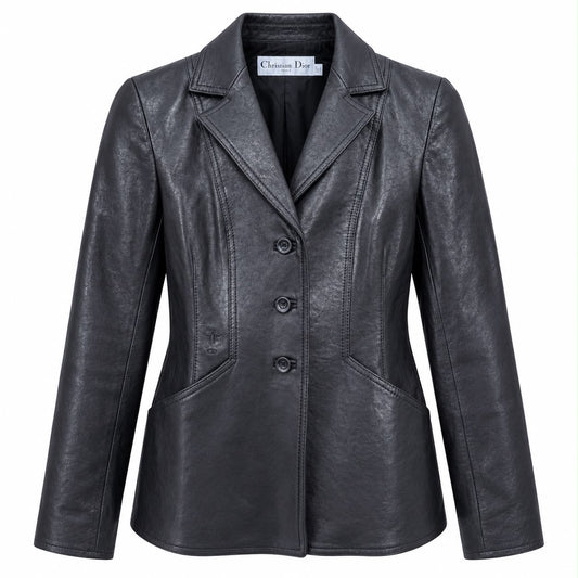 DIOR – BAR JACKET IN BLACK LAMBSKIN LEATHER SIZE 34 FR
