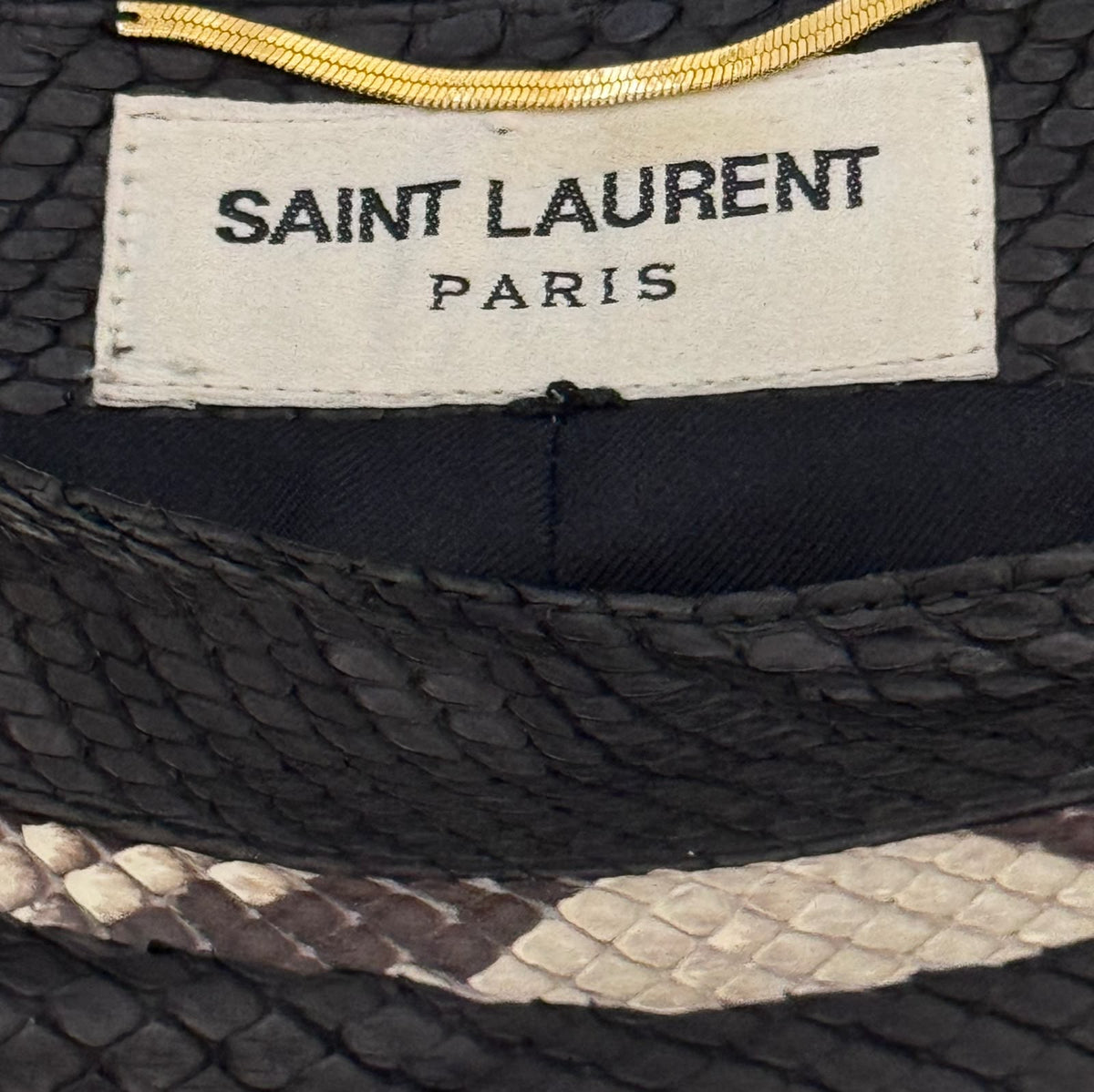 SAINT LAURENT - SKIRT MIDI BLACK & BROWN PYTHON STRIPED SIZE 34 FR