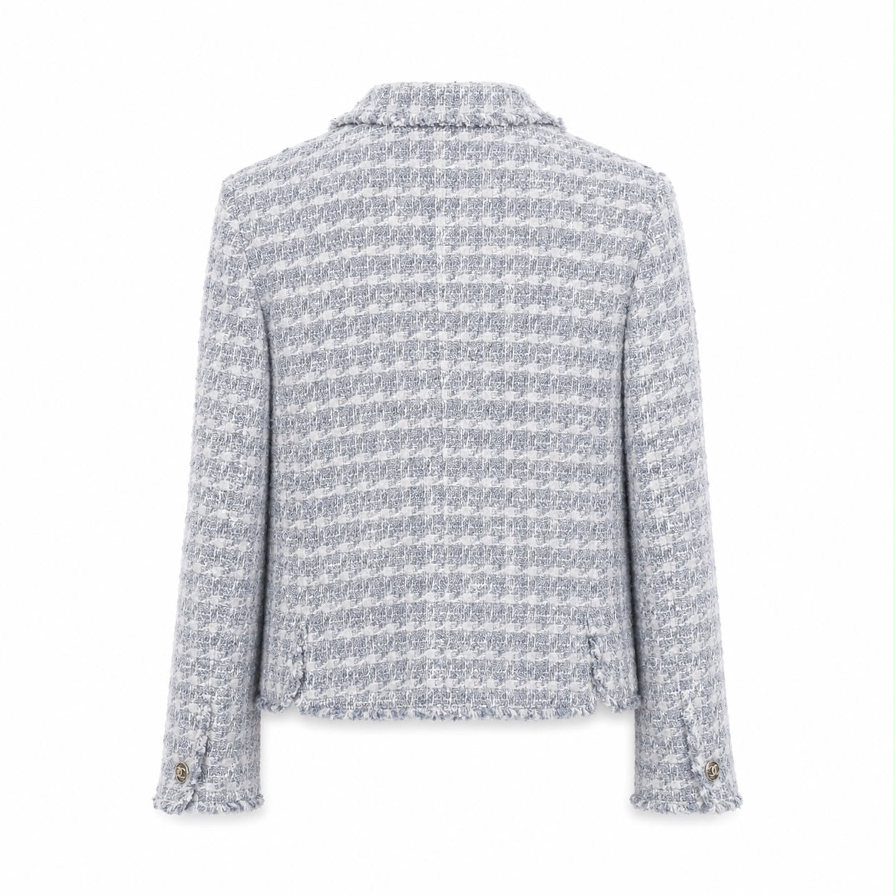 CHANEL - JACKET TWEED GREY WITH CC BUTTONS SIZE 38 FR