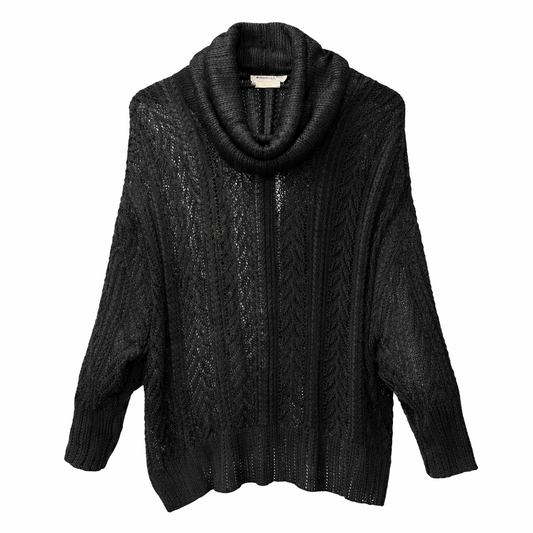 DIOR - SWEATER BLACK OPENWORK GLOSSY AND BATWING SLEEVES SIZE S