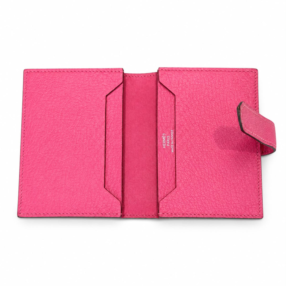 HERMÈS - WALLET MINI PINK CHÈVRE LEATHER PALLADIUM HARDWARE