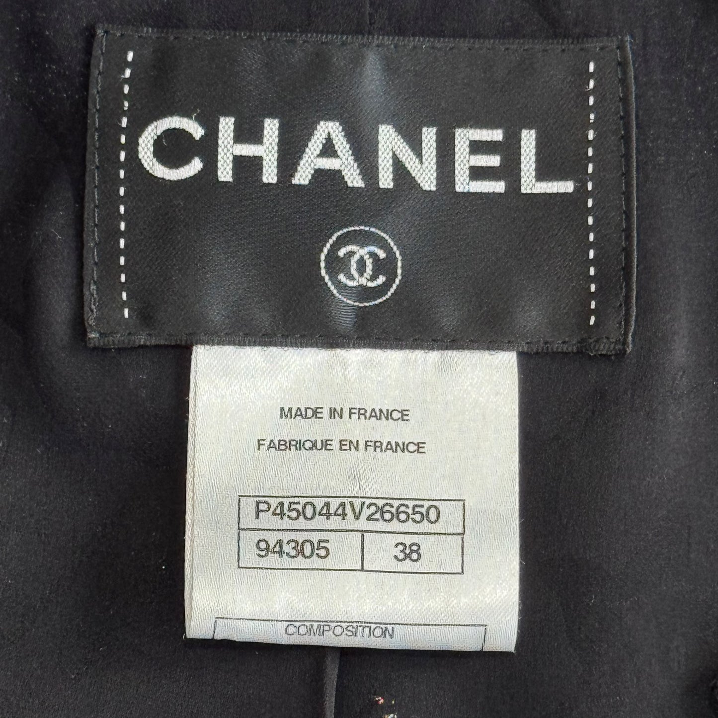 CHANEL - JACKET BLACK SEQUIN CROPPED SIZE 38 FR