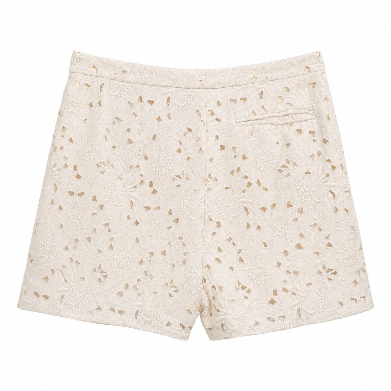 VALENTINO - SHORT COTTON WHITE FLORAL BRODERIE SIZE 42 IT