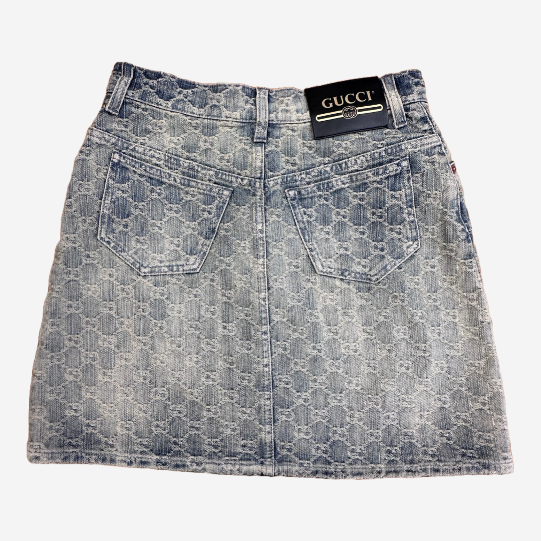 GUCCI - MINI SKIRT DENIM LOGO GG SIZE 36 IT