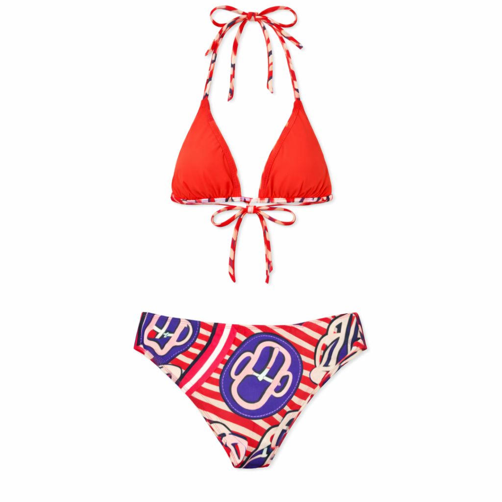 HERMÈS - BIKINI TWO PIÈCES RED-TONE PRINT SIZE 38FR/36FR