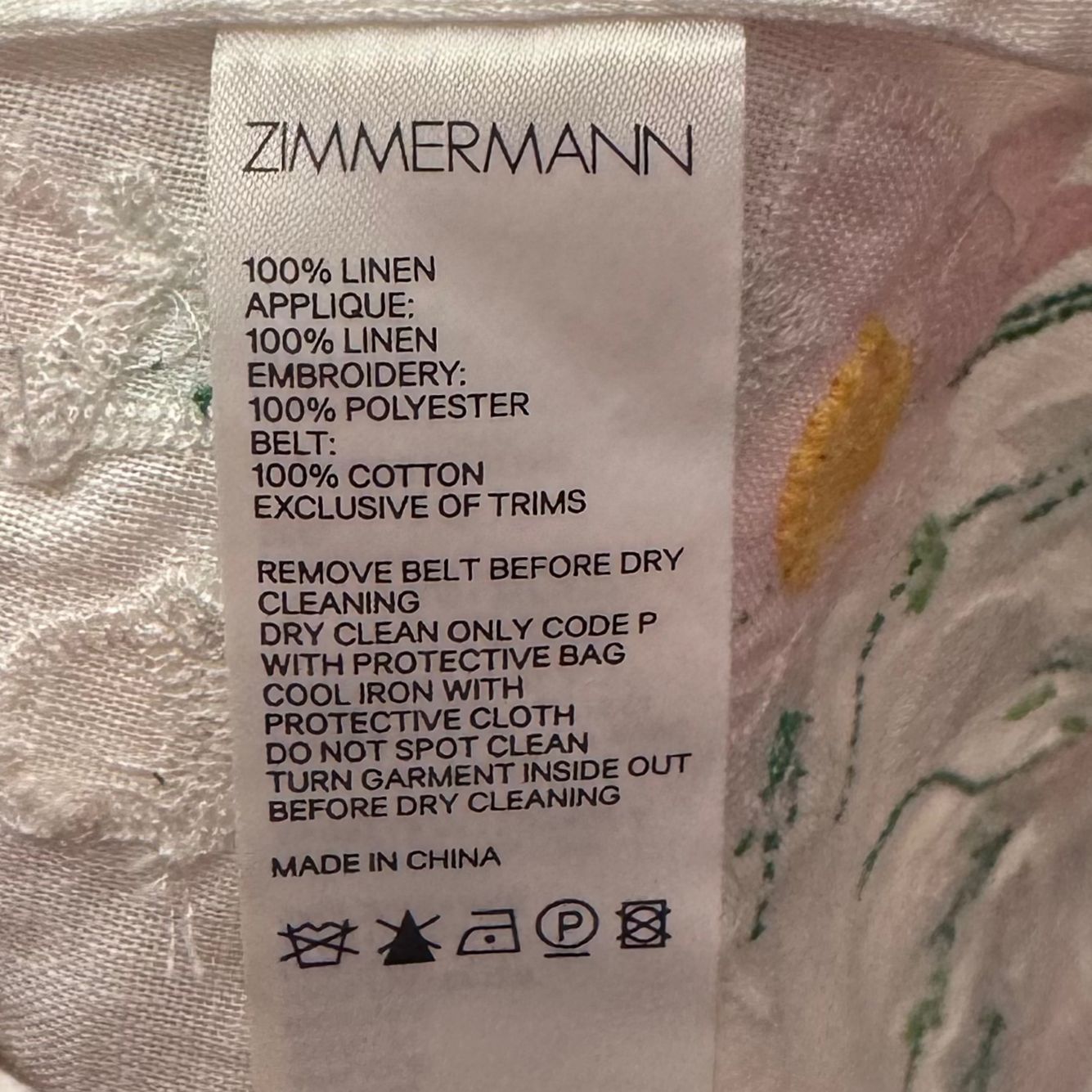 ZIMMERMANN - DRESS MINI LINEN WHITE WITH FLORAL EMBROIDERY SIZE 0