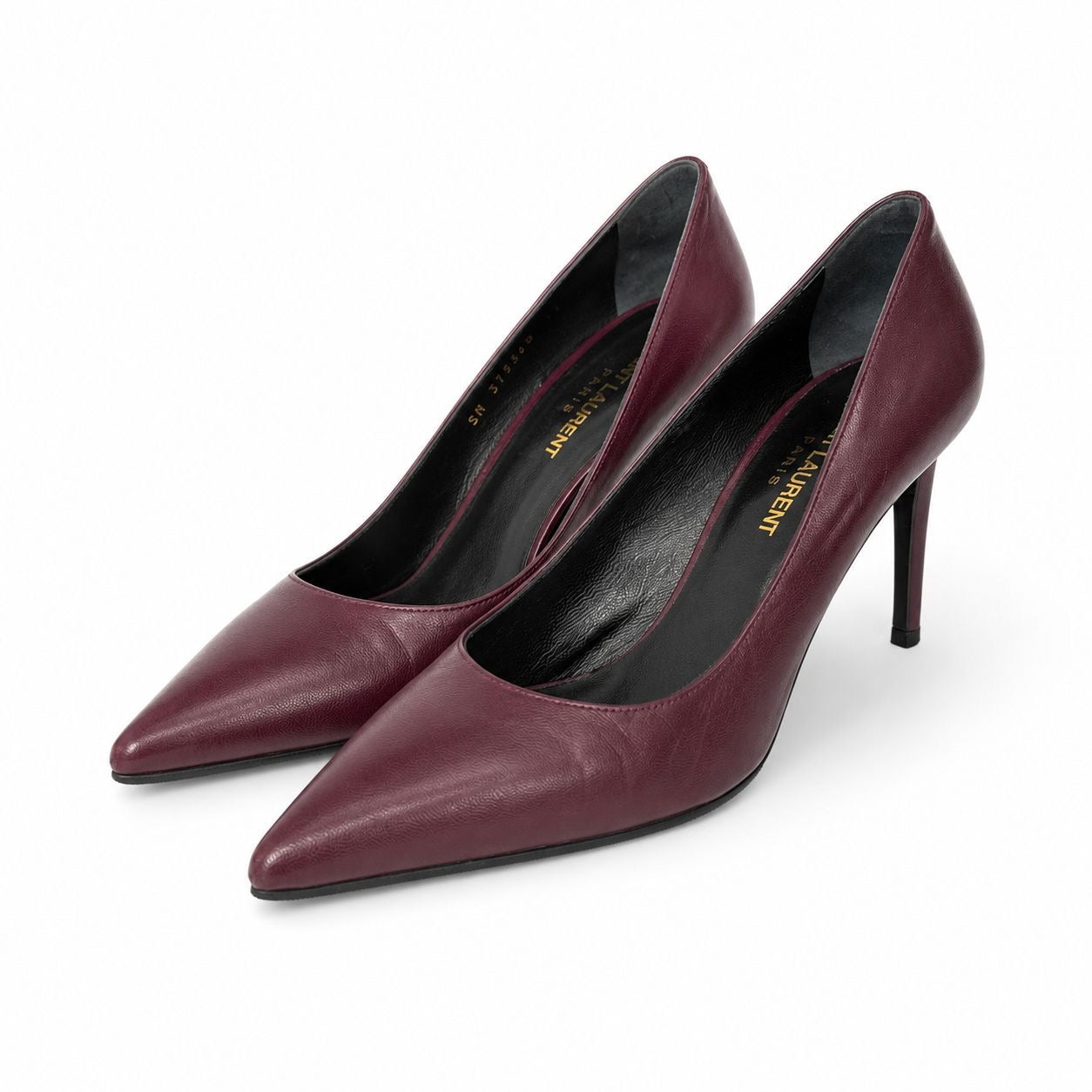 SAINT LAURENT - PUMPS BORDEAUX LEATHER SIZE 37 EU