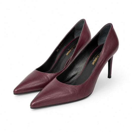 SAINT LAURENT - PUMPS BORDEAUX LEATHER SIZE 37 EU