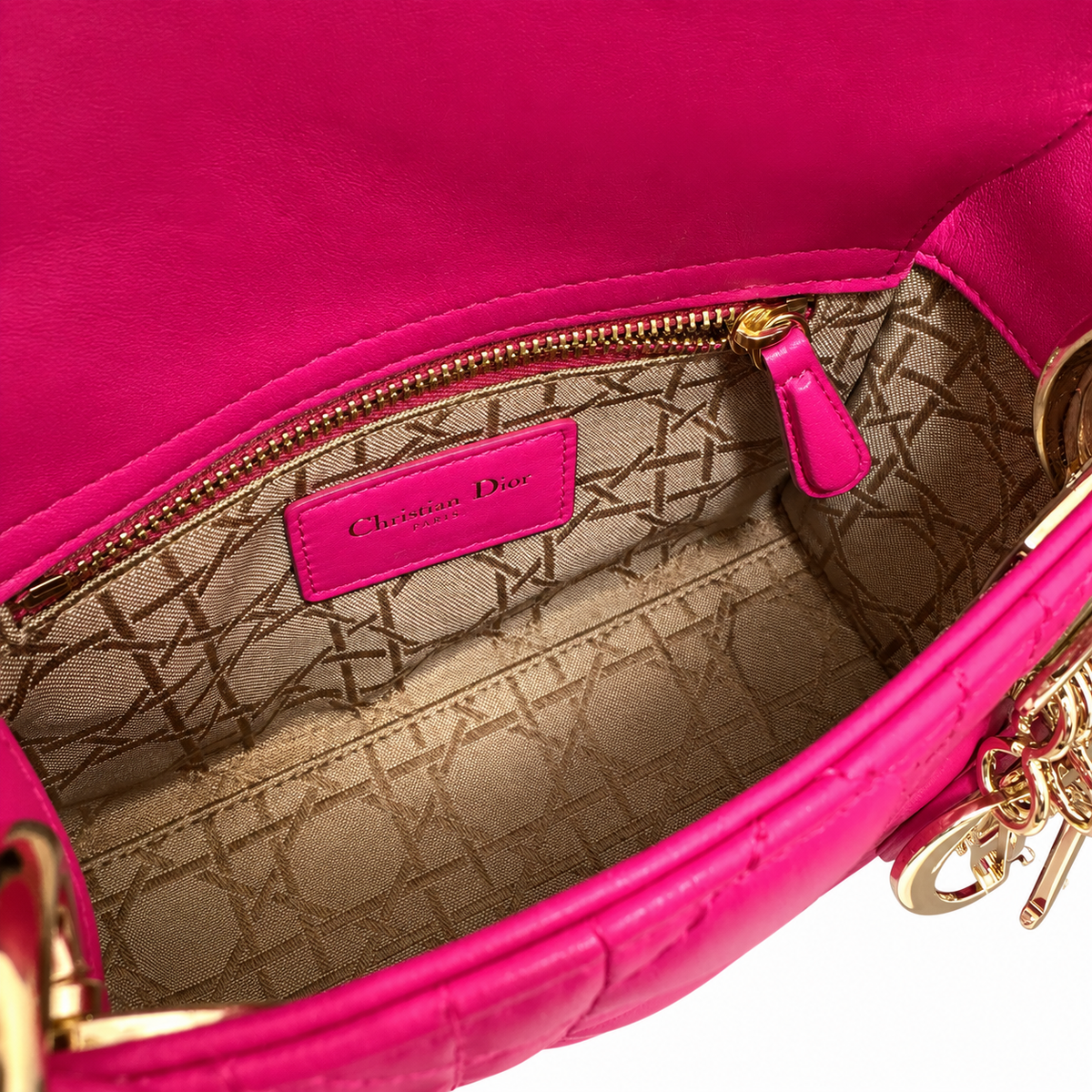 DIOR - *NEVER WORN* BAG MINI LADY DIOR PINK LAMBSKIN GOLD HARDWARE