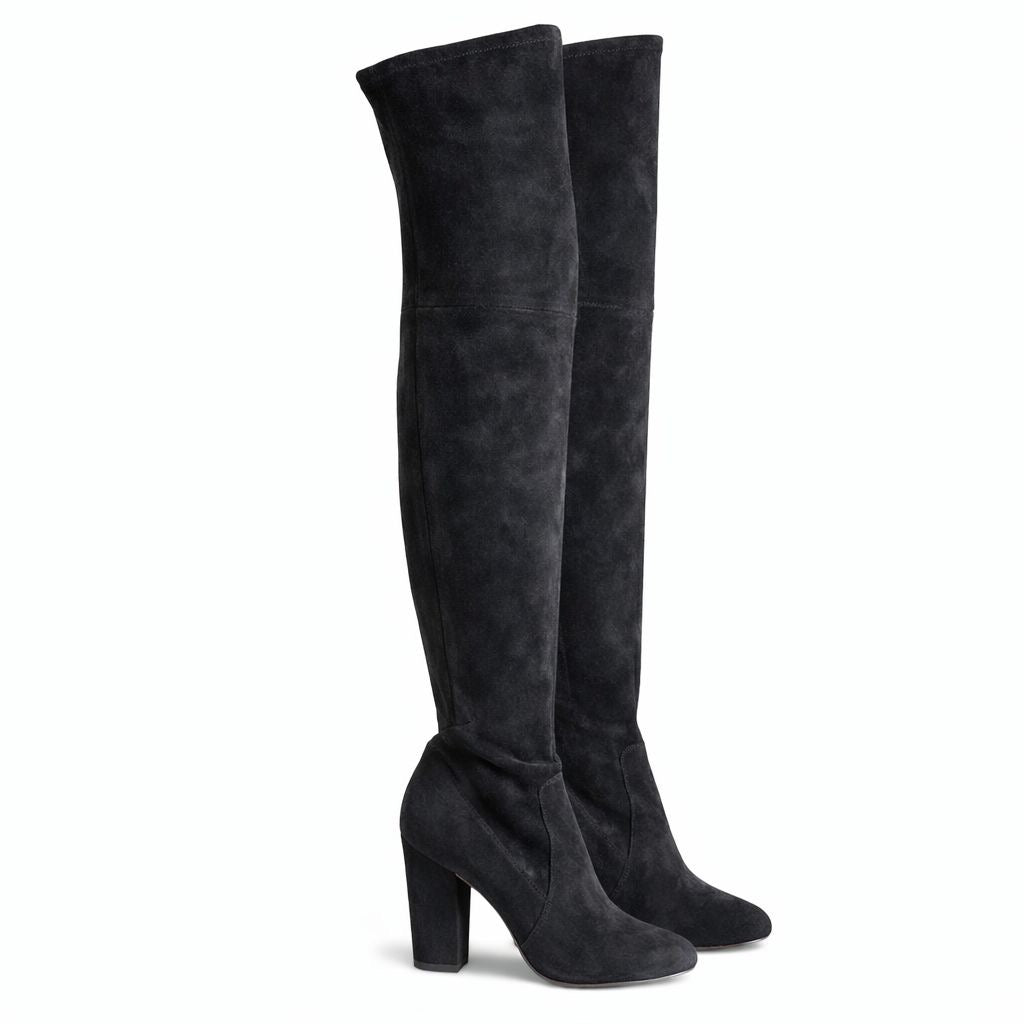 CASADEI - HIGH BOOTS BLACK SUEDE LEATHER SIZE 38,5 EU