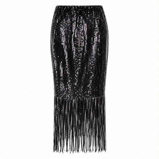 DOLCE & GABBANA - *NEW* SKIRT BLACK SEQUIN SIZE 48 IT