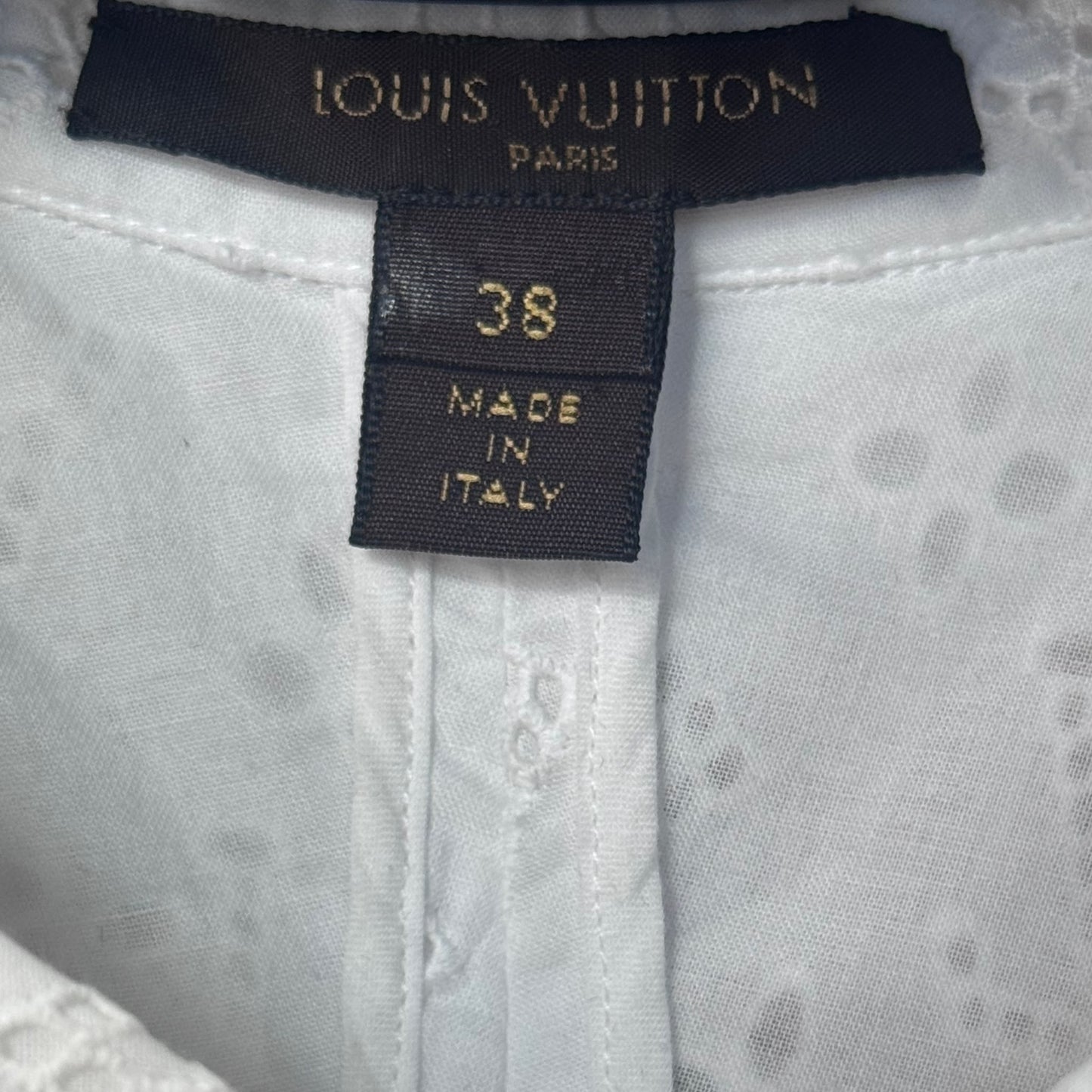LOUIS VUITTON - DRESS MINI SHORT-SLEEVE LV LOGO WHITE SIZE 38 FR