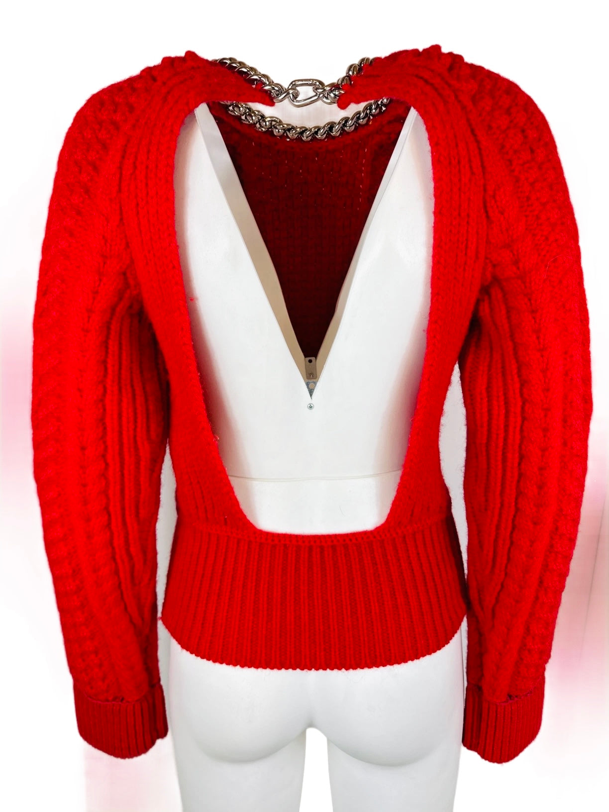 BOTTEGA VENETA - Pullover red open back chain details size S