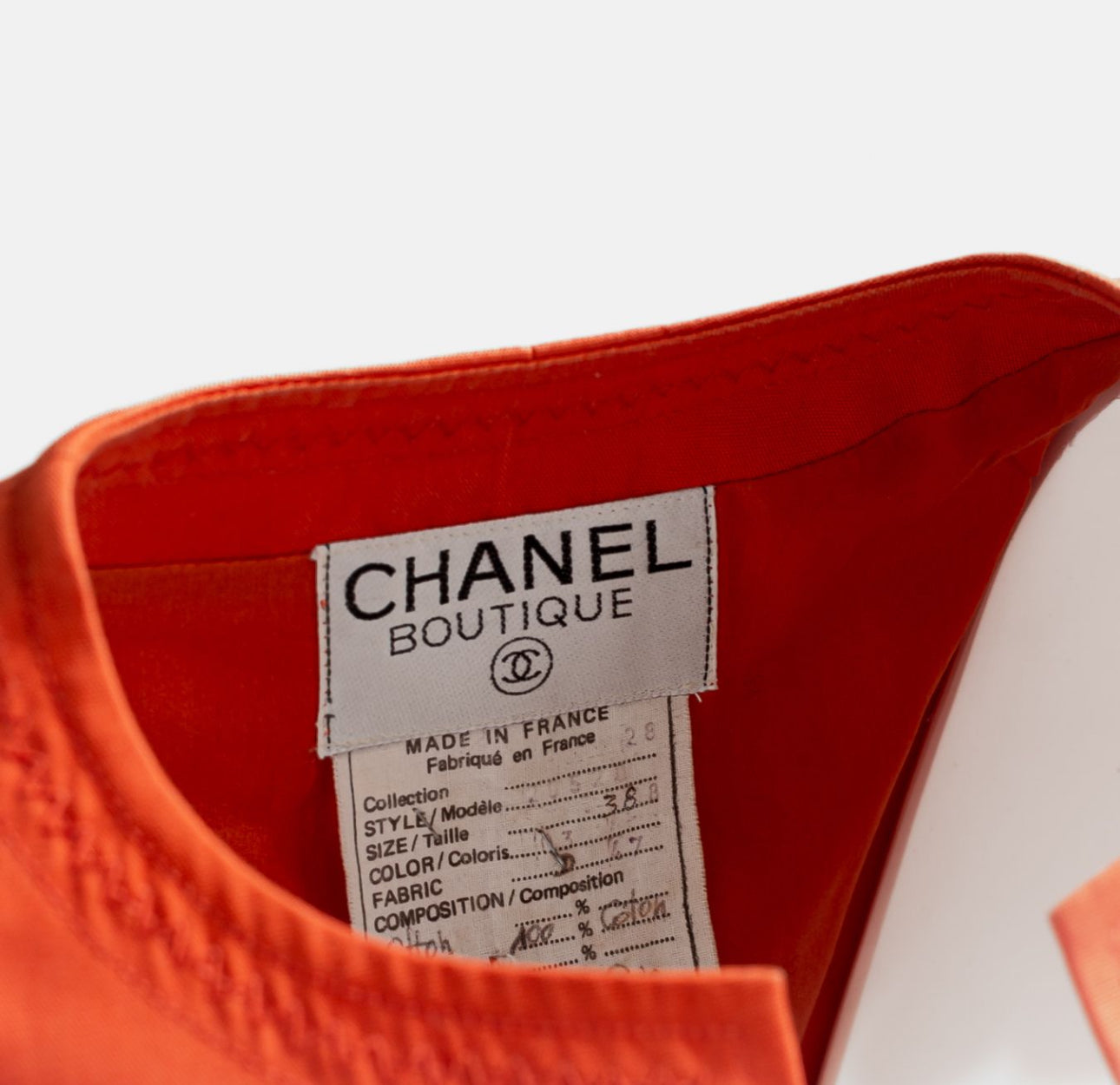 CHANEL - SET JACKET AND SKIRT ORANGE COTTON SIZE 38 EU
