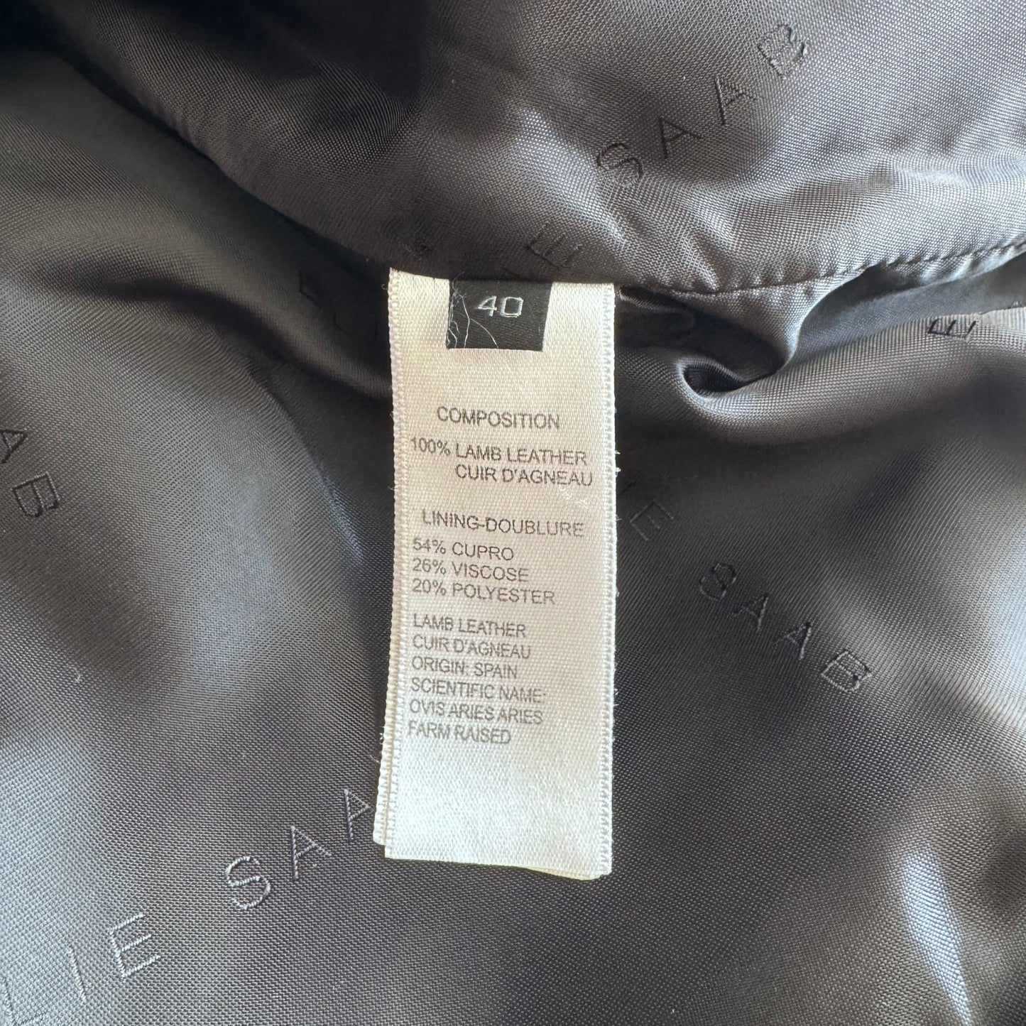 ELIE SAAB - JACKET BLACK LAMBSKIN LEATHER WITH STUDS & FLORAL EMBROIDERY SIZE 40 FR