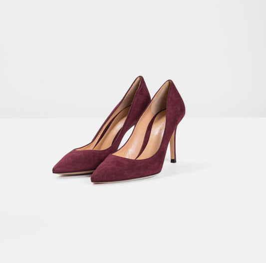 GIANVITO ROSSI - *BRAND NEW* PUMPS BURGUNDY SUEDE LEATHER SIZE 37 EU