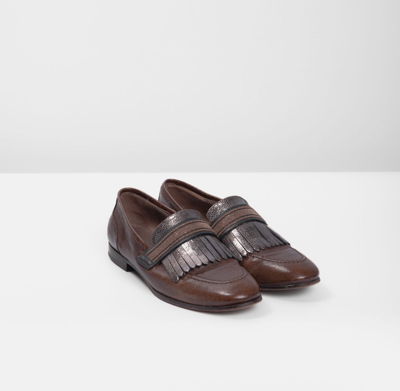 BRUNELLO CUCCINELLI - LOAFER BROWN LEATHER SIZE 39 EU