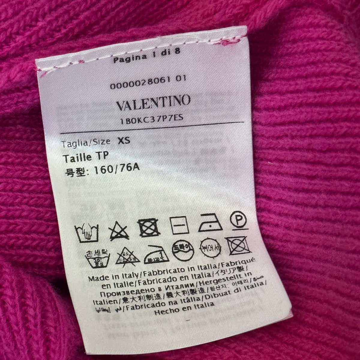 VALENTINO - SWEATER FUCHSIA PINK VIRGIN WOOL CUT-OUT WITH BOW DETAILS SIZE XS