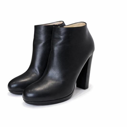 LOUBOUTIN - ANKLE BOOTIES BLACK SMOOTH LEATHER SIZE 39 EU