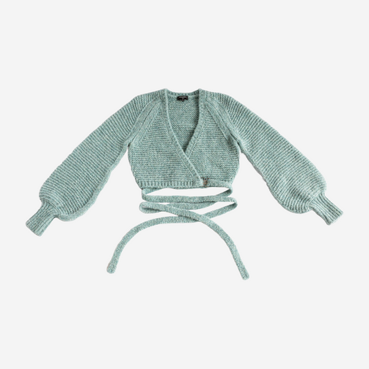 CHANEL - LIGHT BLUE LOGO CARDIGAN SIZE 34FR