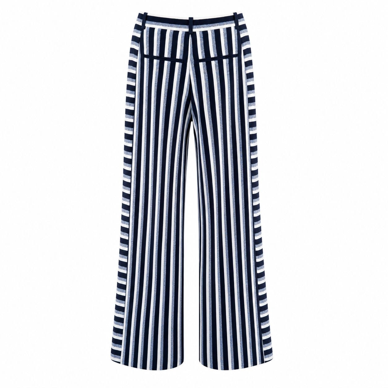 CHANEL - TROUSERS STRIPED BLUE, NAVY AND WHITE “LA PAUSA” SIZE 34 FR