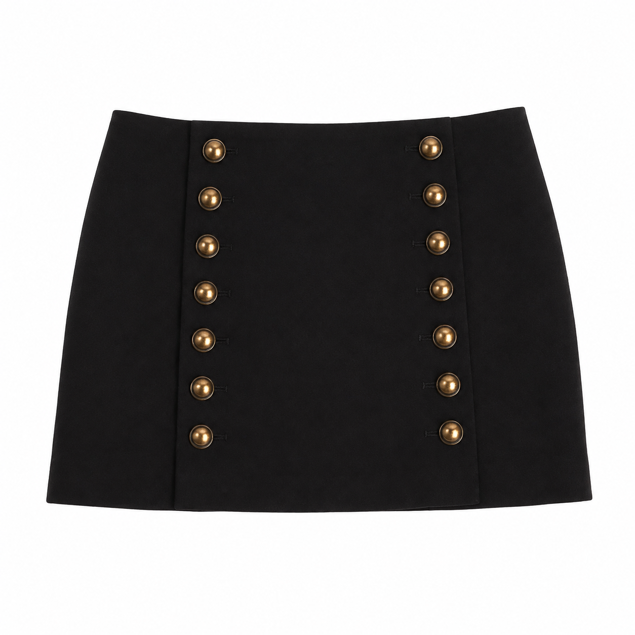 SAINT LAURENT - SKIRT MINI BLACK WOOL WITH BUTTONS SIZE 38 FR