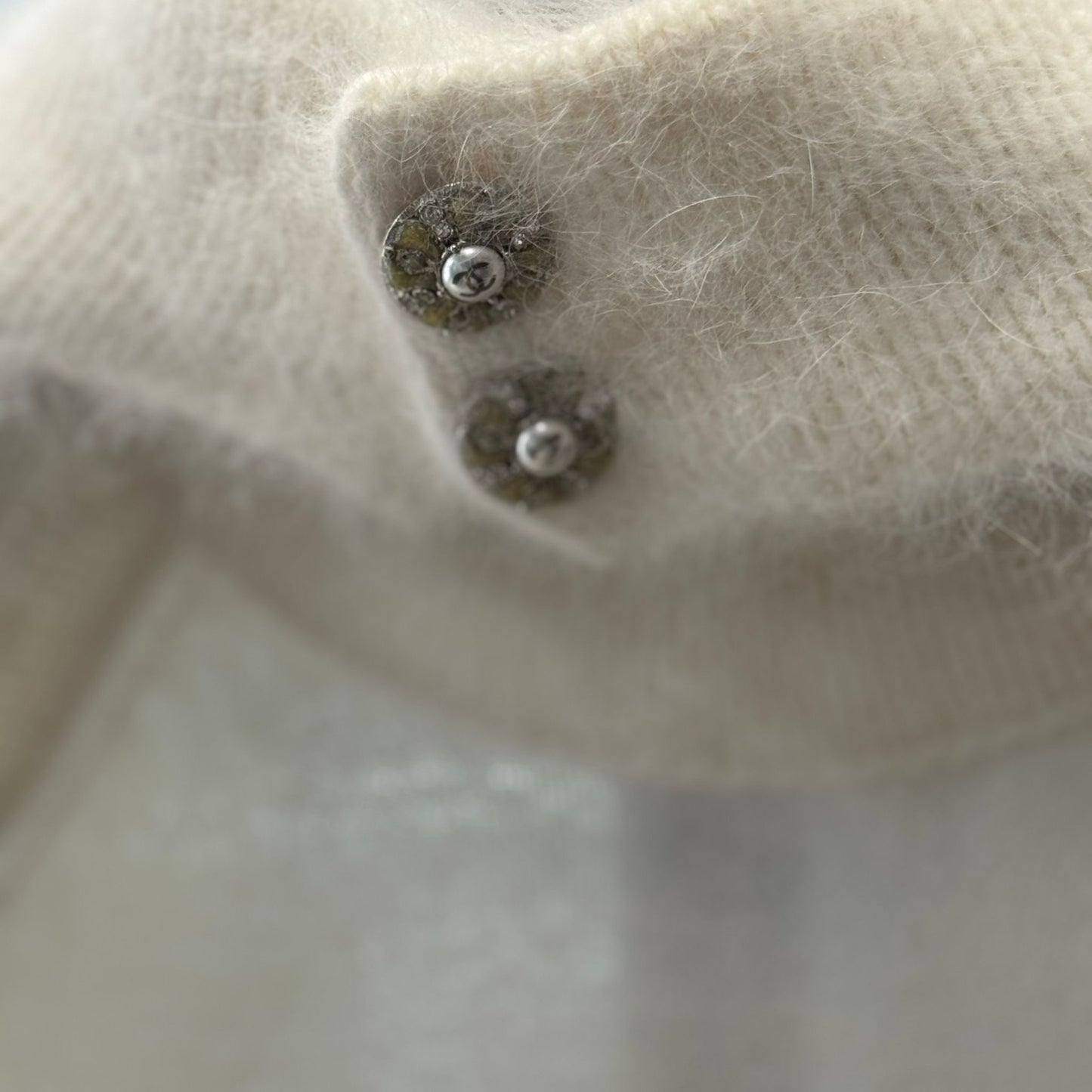 CHANEL - DRESS KNEE-LENGTH WHITE & GREY SIZE 36 FR