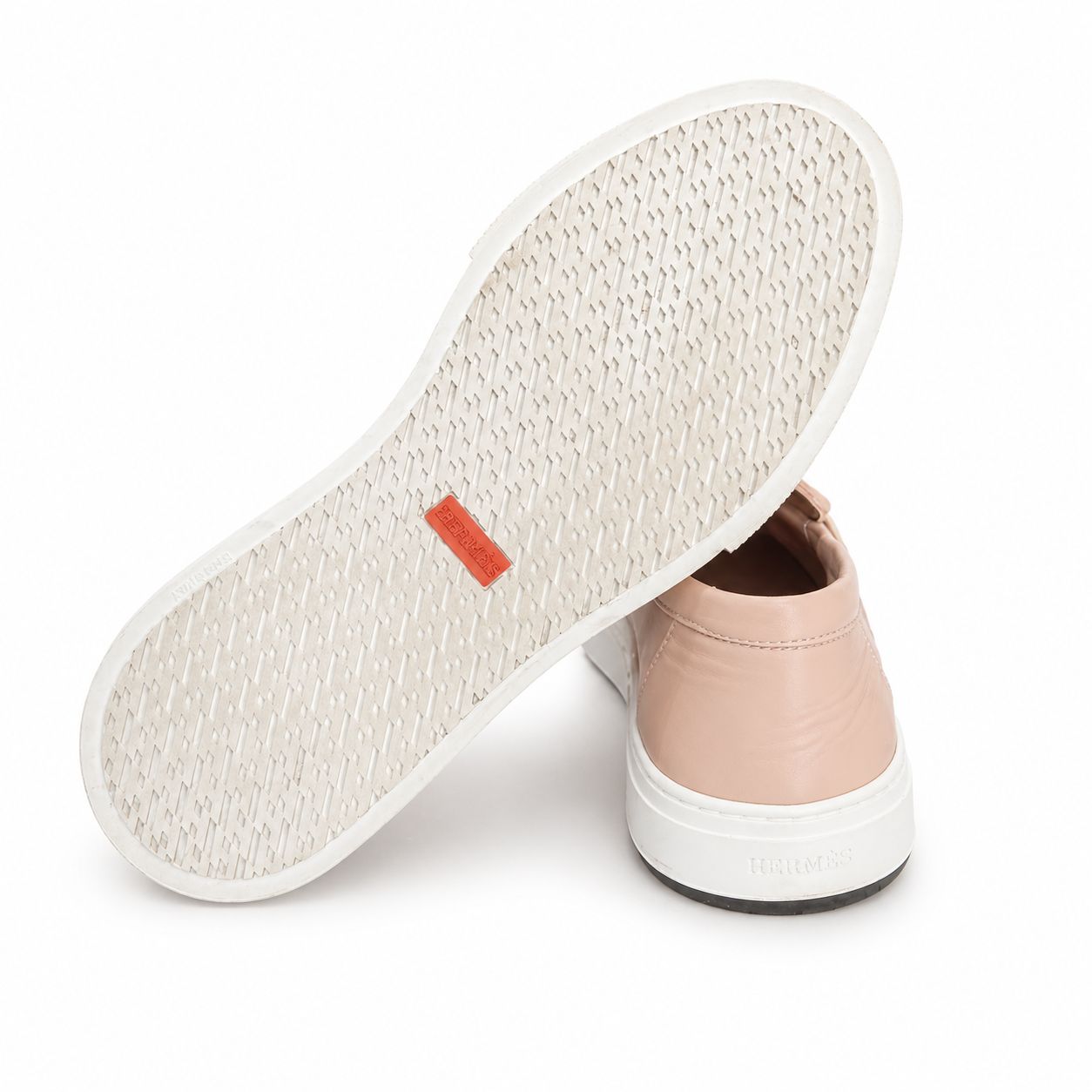 HERMÈS - SNEAKERS GAME SLIP-ON DARK ROSE LEATHER ROSE GOLD HARDWARE SIZE 38,5 EU