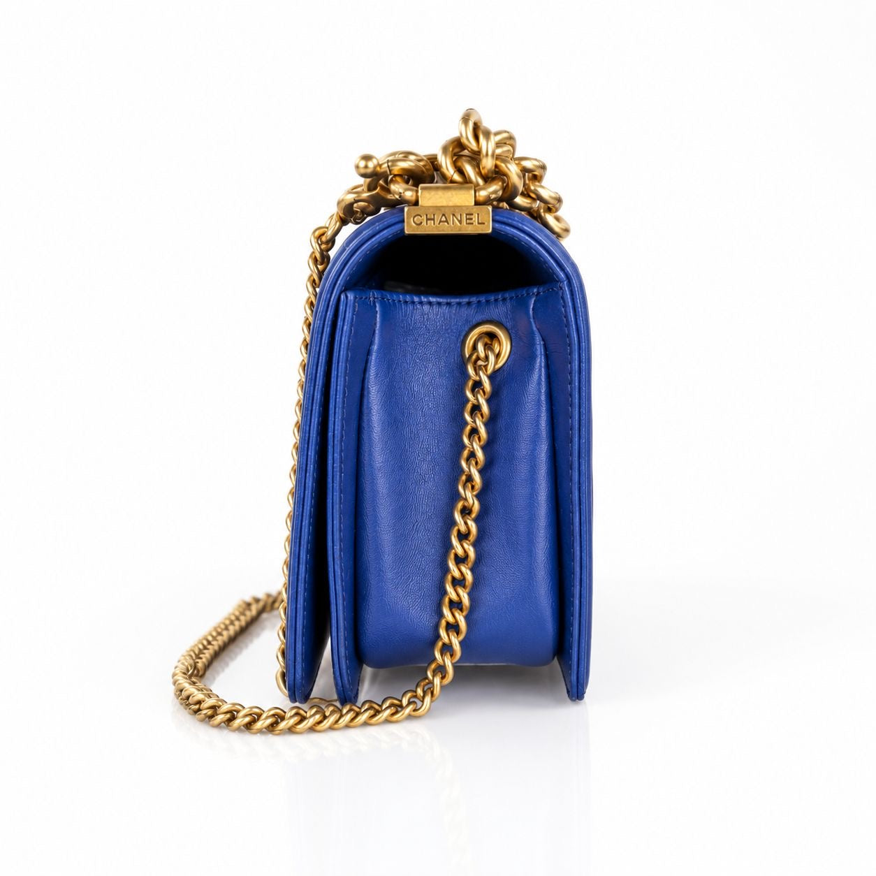 CHANEL - *RARE* BOY BAG BLUE ROYAL PYTHON WITH ANTIQUE GOLD HARDWARE