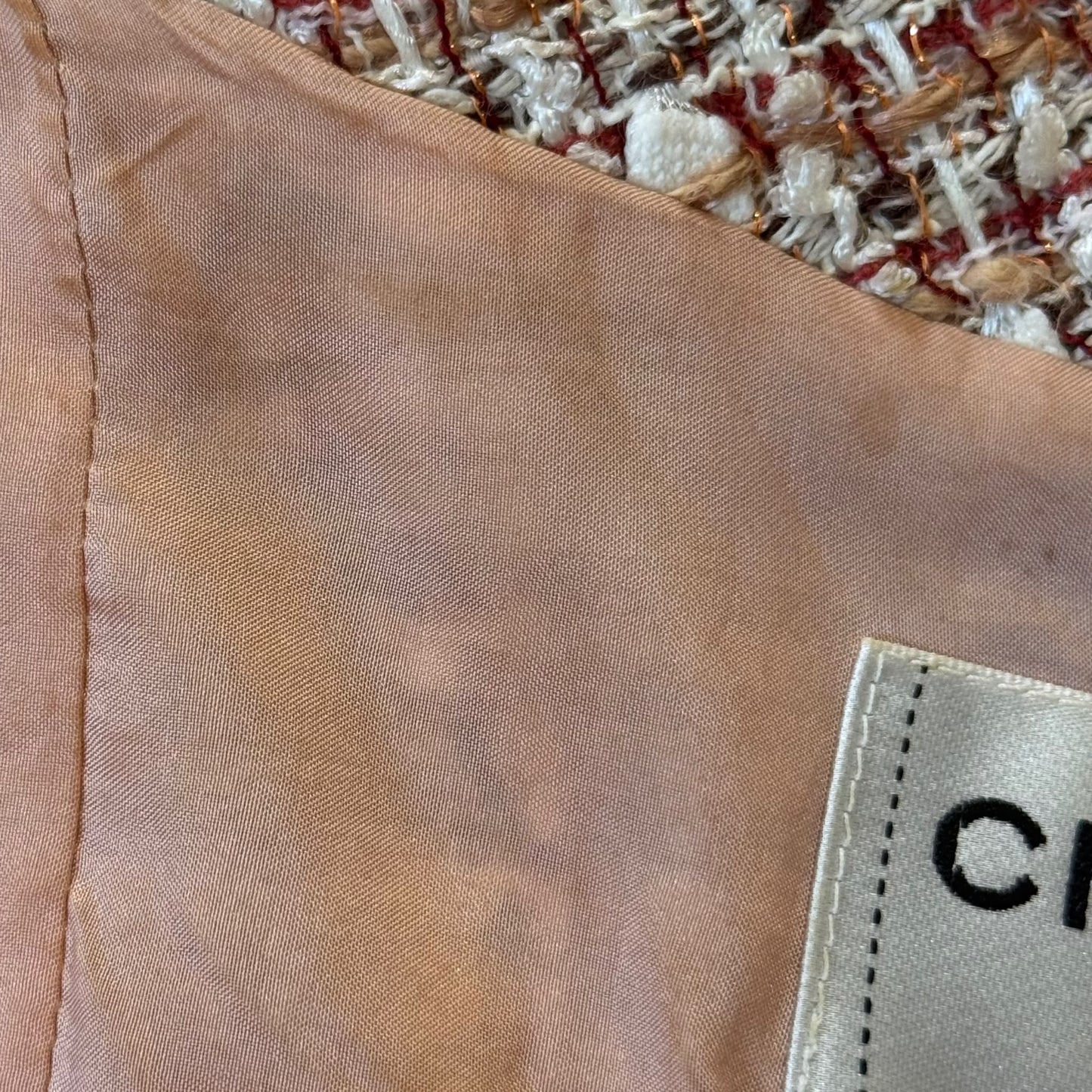 CHANEL - DRESS MIDI PINK DENIM & TWEED SIZE 38 FR