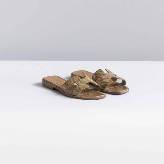 HERMÈS - SANDALS ORAN LIZARD BEIGE SIZE 37 EU