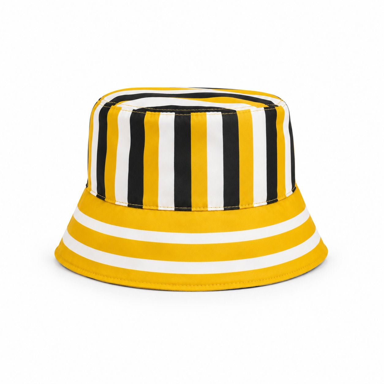 PRADA - *NEVER WORN* HAT RE-NYLON STRIPED BUCKET IN YELLOW SIZE S