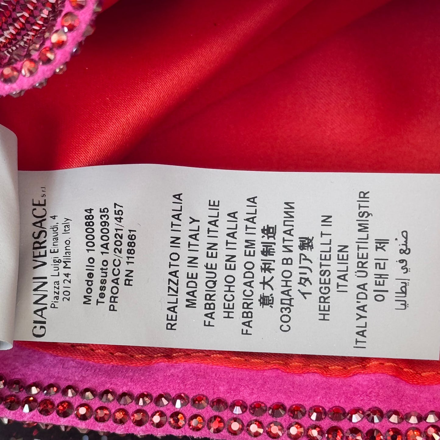 VERSACE - BUCKET BAG MEDUSA CRYSTAL DRAWSTRING FUCHSIA
