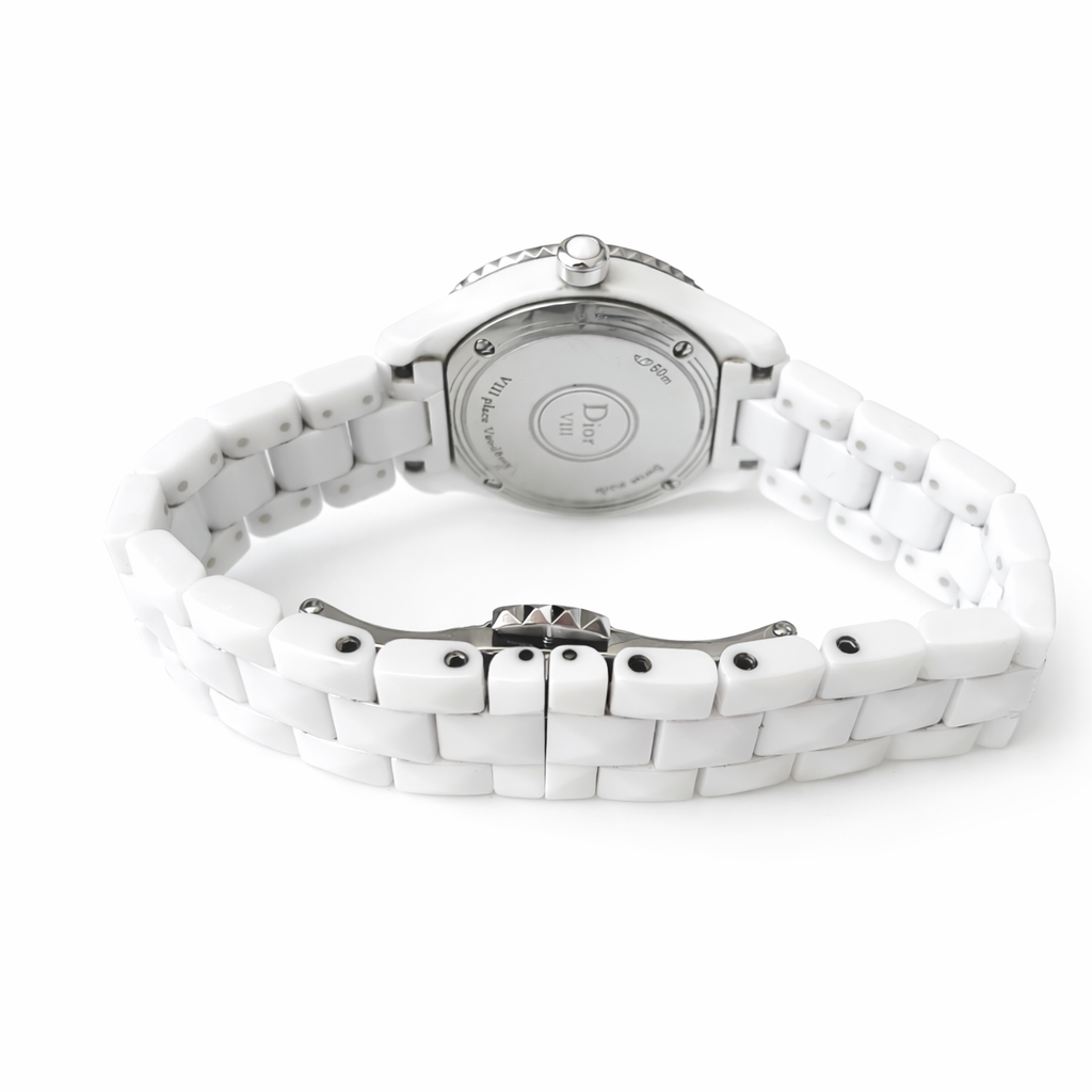 DIOR - WATCH DIOR VIII 28MM WHITE CERAMIC AND DIAMONDS