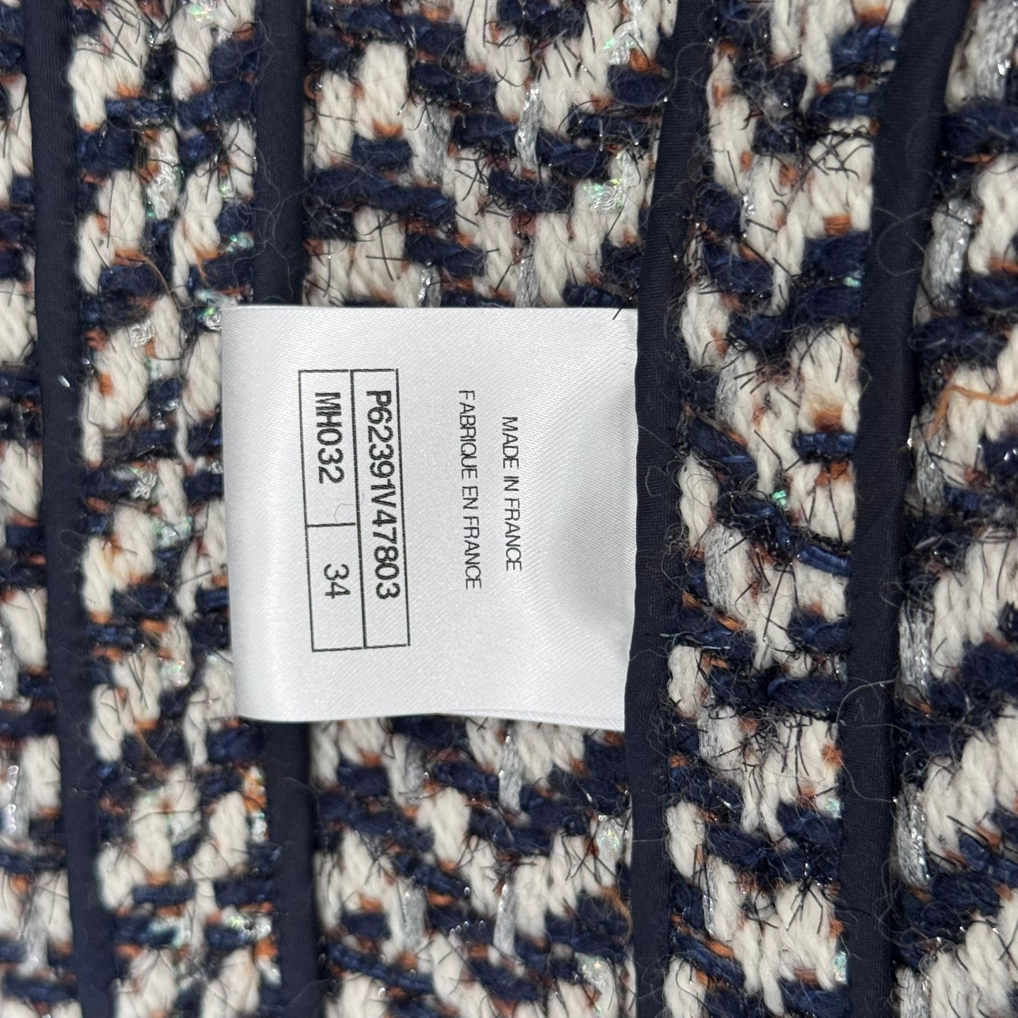CHANEL - JACKET TWEED HERRINGBONE MULTICOLOR SIZE 34 FR