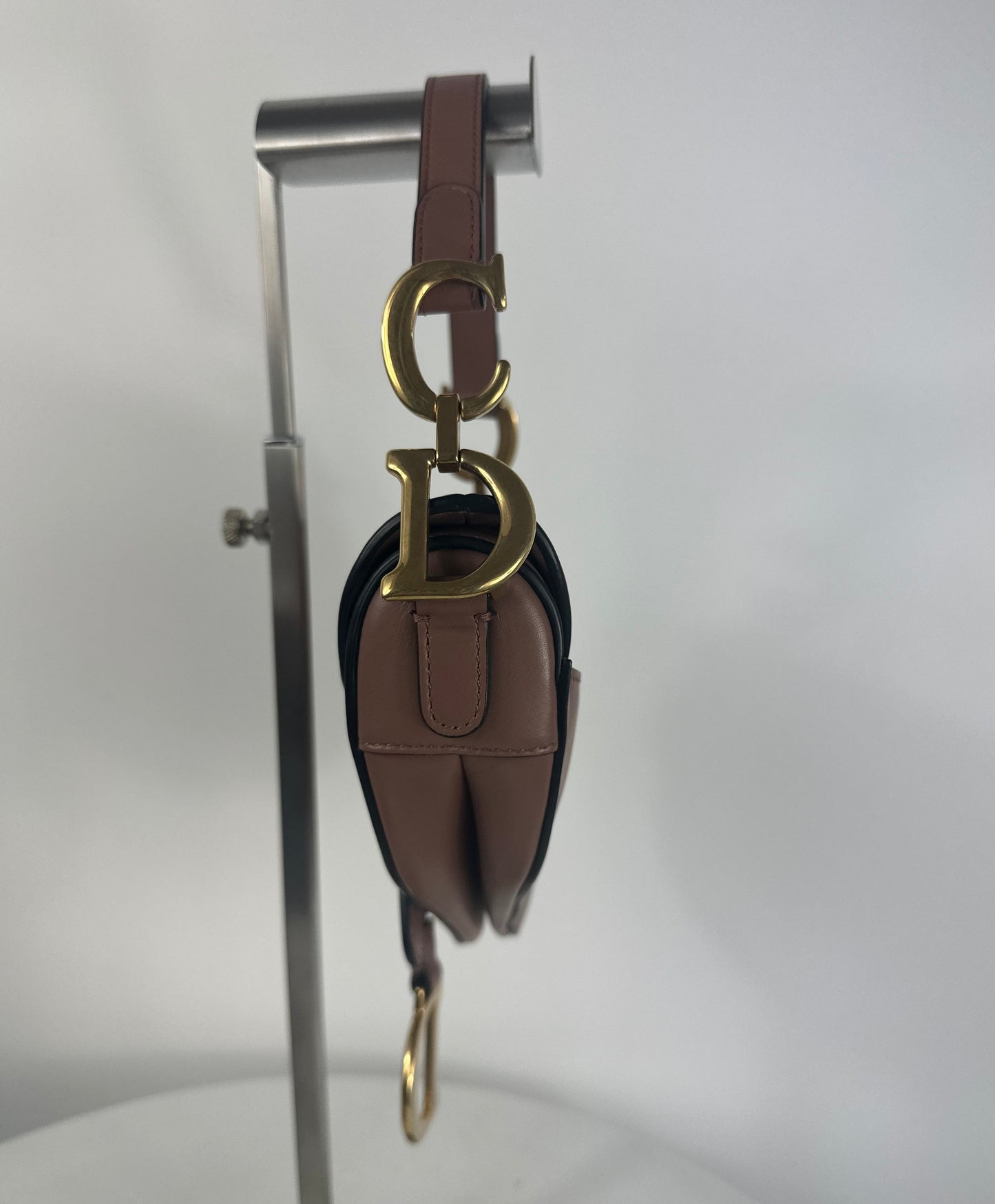 DIOR - Mini saddle brown/pink with oblique strap bordeaux