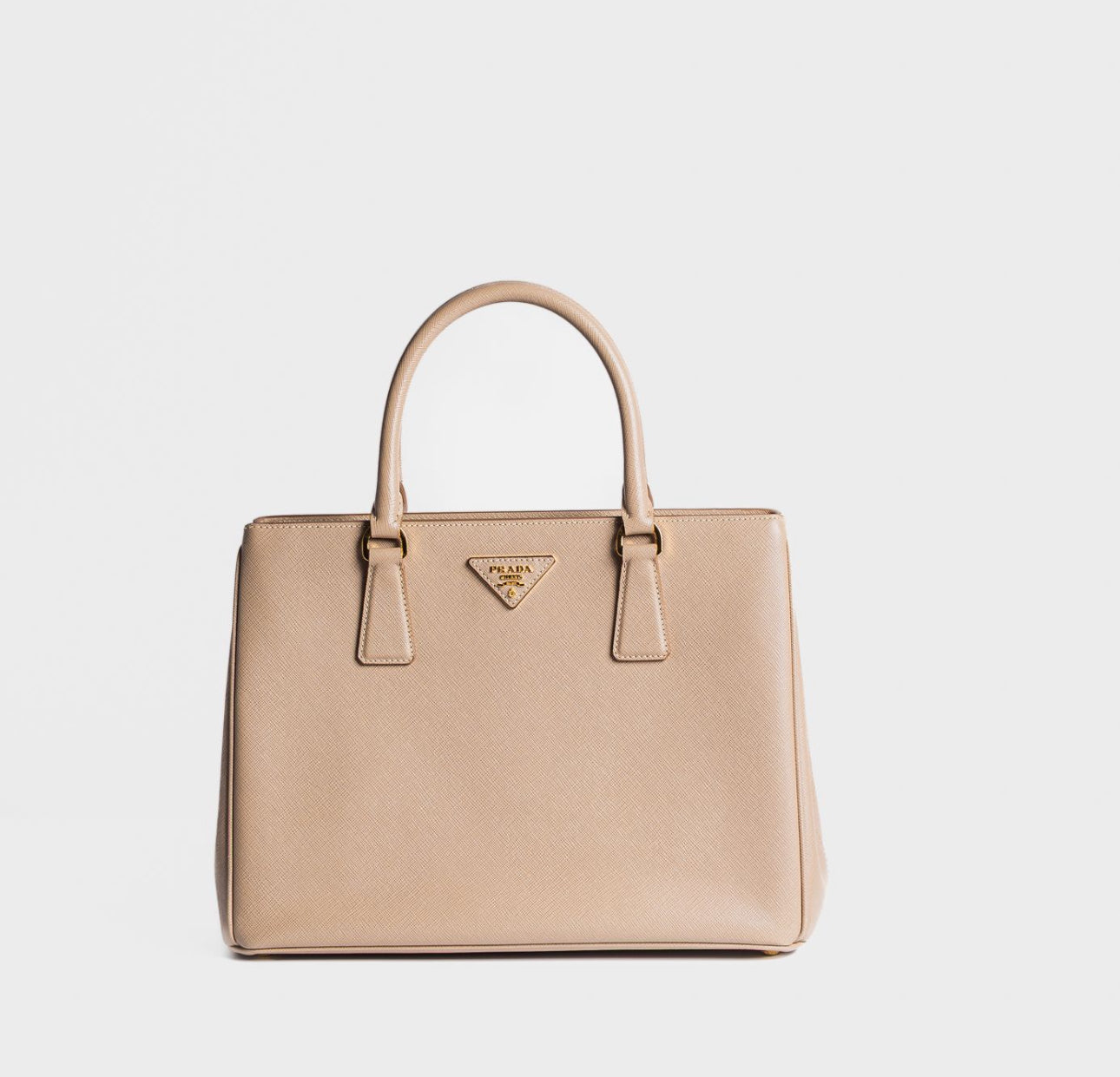 PRADA - BAG GALLERIA MEDIUM BEIGE SAFFIANO LEATHER WITH GOLD HARDWARE