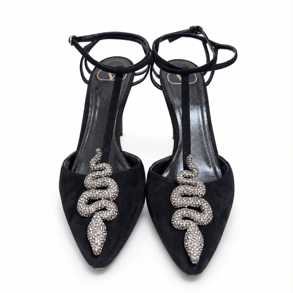 VALENTINO - PUMPS SERPENT BLACK SUEDE LEATHER SIZE 36,5 EU