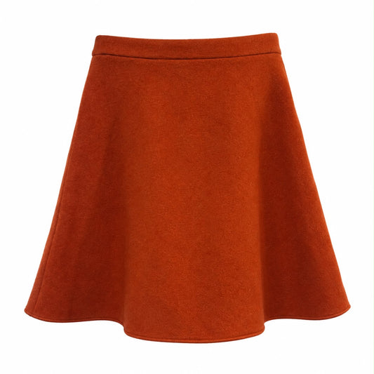 MIU MIU - SKIRT MINI ORANGE WOOL A-LINE SIZE 38 IT