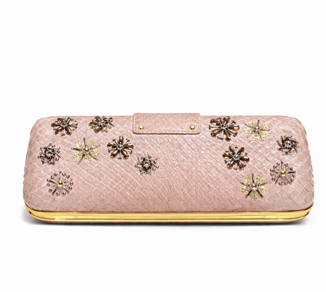 LOUIS VUITTON - *RARE* POCHETTE PINK PYTHON WITH EMBROIDERY