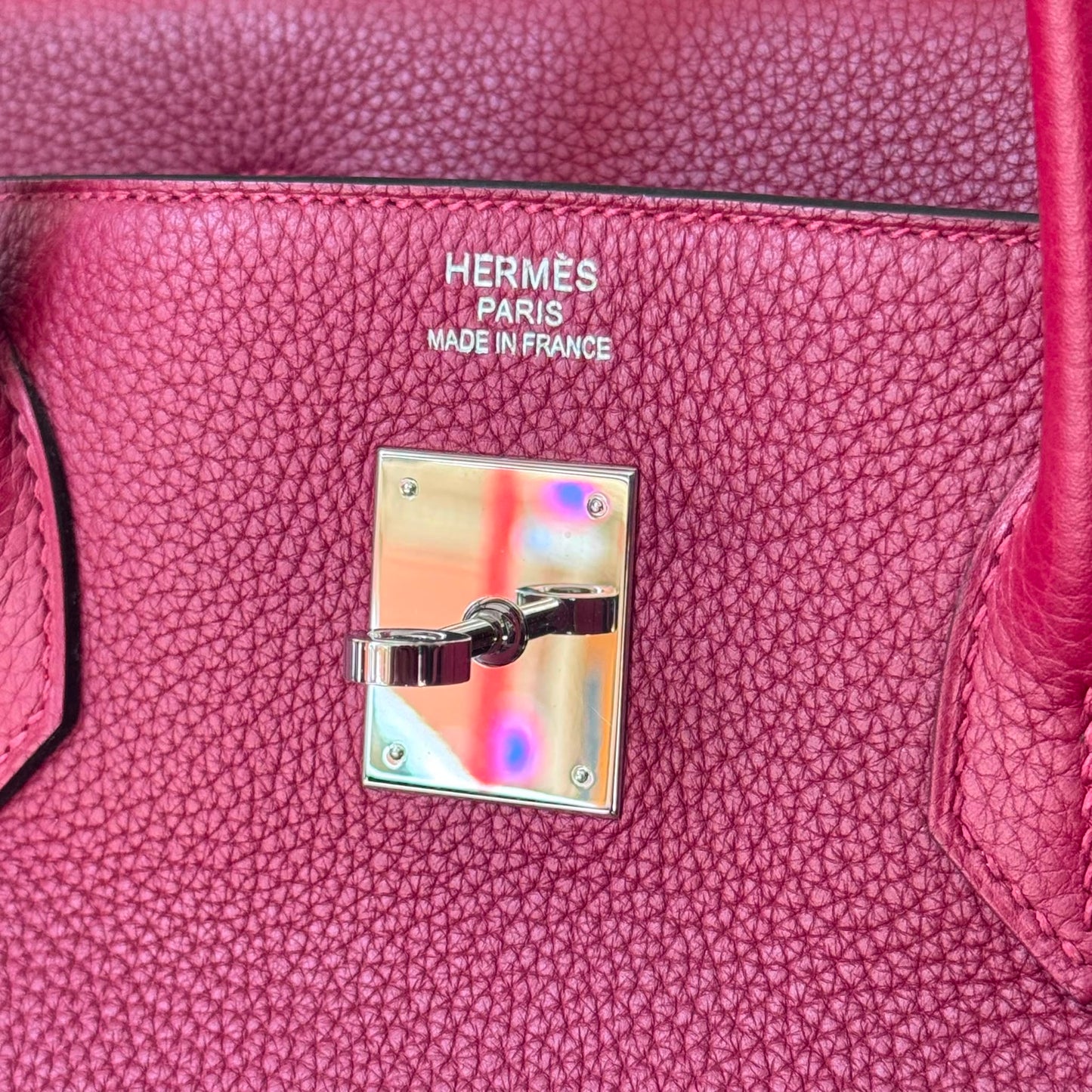 HERMÈS - BIRKIN BAG 40 ROUGE GRENADE TOGO LEATHER PALLADIUM HARDWARE
