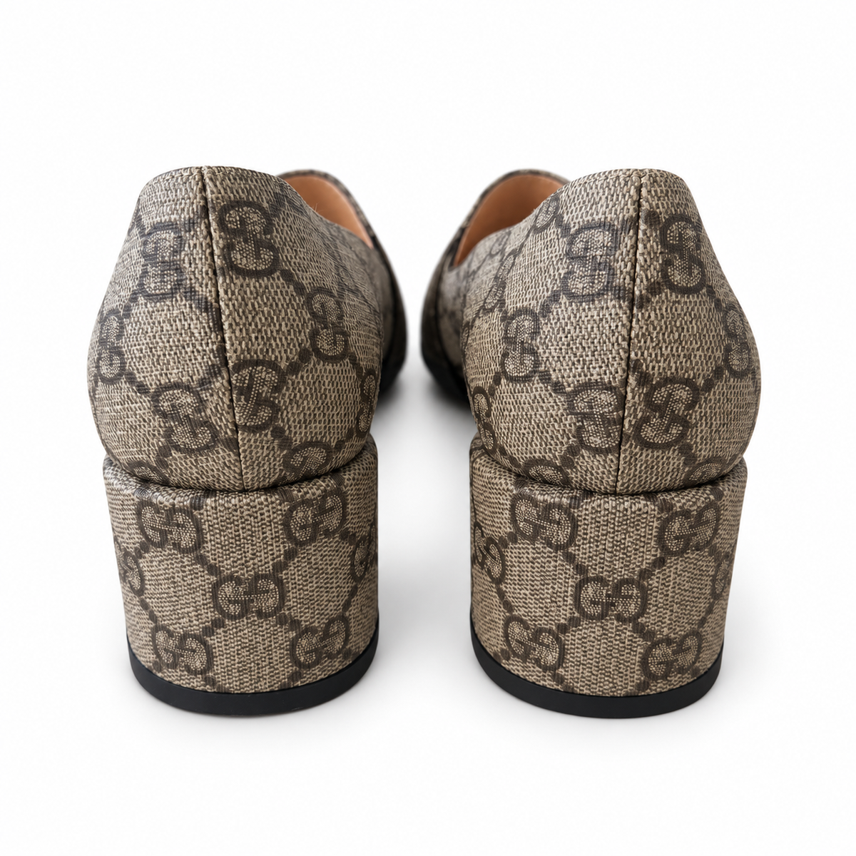 GUCCI -PUMPS BLONDIE GG SUPREME CANVAS WITH GOLD TONE HARDWARE LOGO SIZE 37 EU