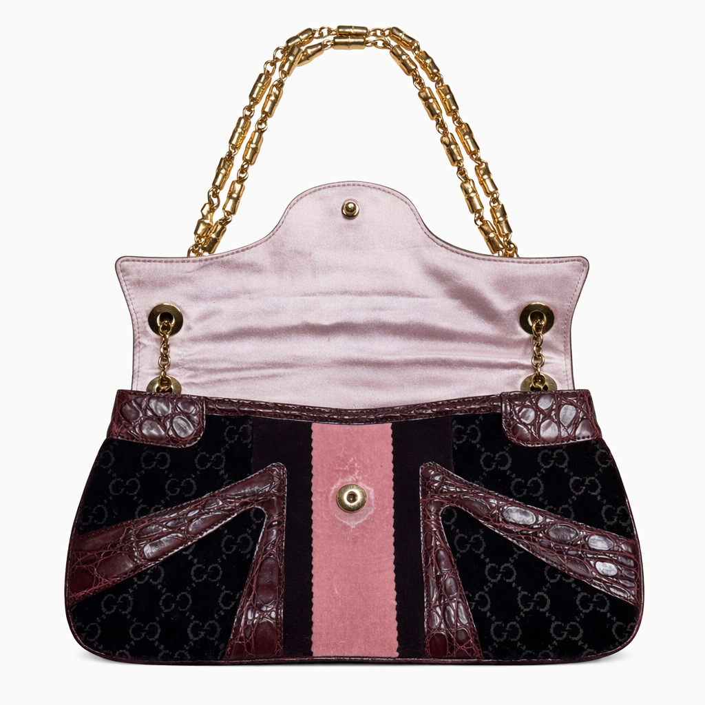 GUCCI - *LIMITED EDITION* TOM FORD BAG VELVET MONOGRAM & CROCODILE PURPLE