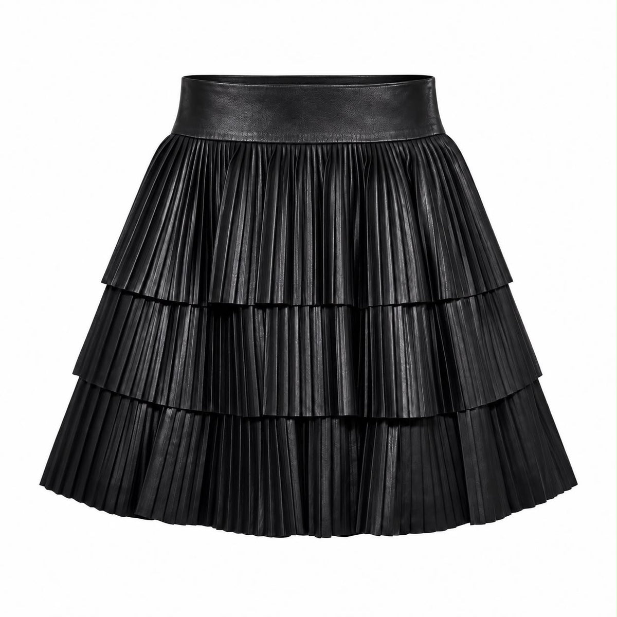 BALMAIN - SKIRT MINI LAMBSKIN PLEATED RUFFLES SIZE 36 FR