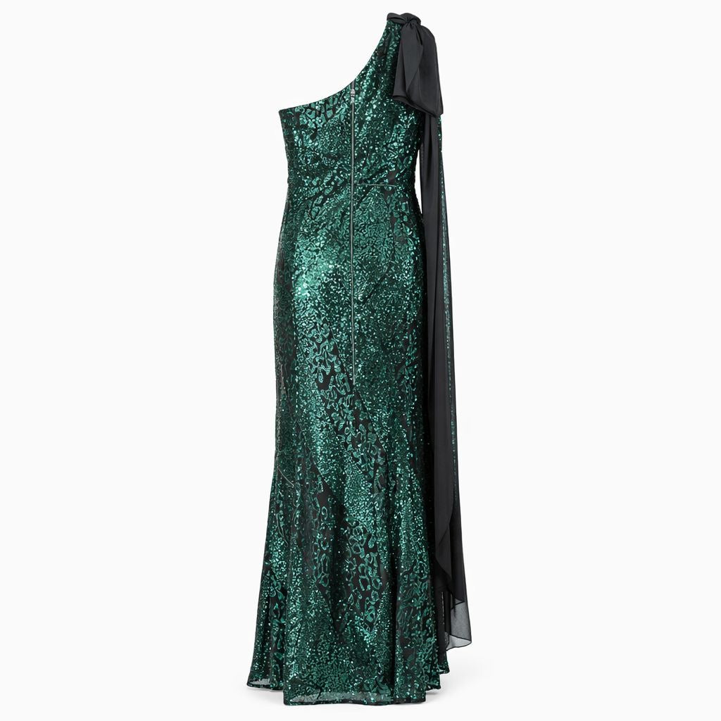 SAFIYAA - LONG DRESS GREEN SEQUINS SIZE 48 FR