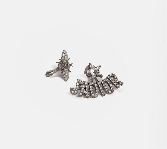 DIOR - EARRINGS J’ADIOR AND BEE WITH SILVER CRYSTALS