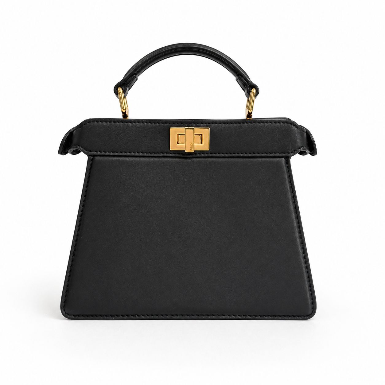 FENDI - BAG PEEKABOO SMALL BLACK LEATHER GOLD HARDWARE